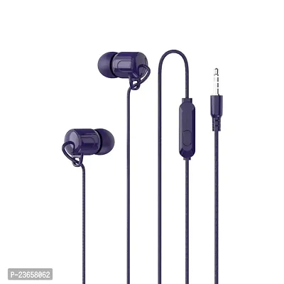 Stylish Blue In-ear Wired - 3.5 MM Single Pin Headphones With Microphone-thumb0