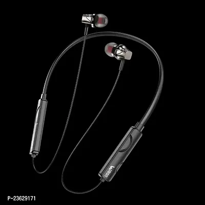 Stylish Black In-ear Bluetooth Wireless Neckband With Microphone-thumb0