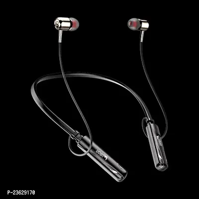 Stylish Black In-ear Bluetooth Wireless Neckband With Microphone-thumb0