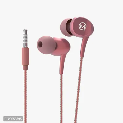 Stylish Pink In-ear Wired - 3.5 MM Single Pin Headphones With Microphone-thumb0