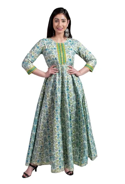 Latest Attractive Cotton Anarkali Stitched Ethnic Gowns