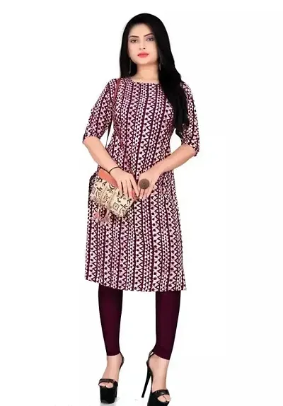 Stylish Crepe Printed Straight Kurti