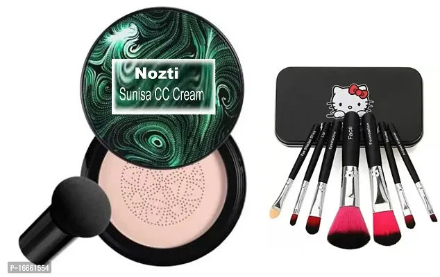 Nozti Sunisa foundation waterproof cc cream Foundation  (Beige, 30 g)  ,  Makeup Brush Pack of 7 Black