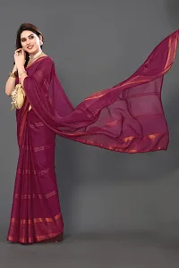 Beautiful Chiffon Zari Saree with unstitched Blouse piece-thumb2