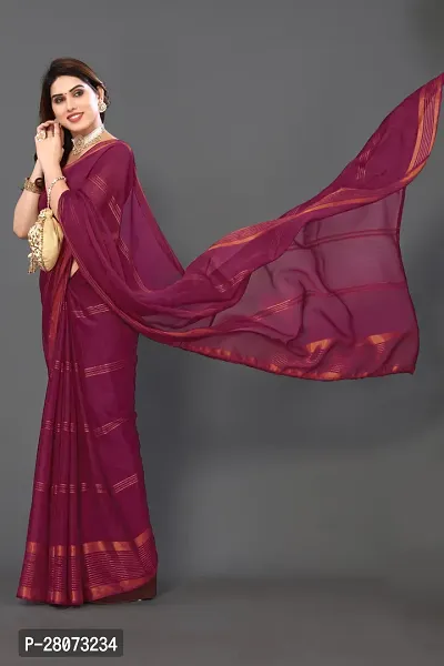 Beautiful Chiffon Zari Saree with unstitched Blouse piece-thumb3