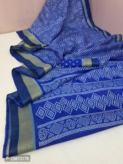 Women lilan cotton saree with  Unstitched Blouse Piecee Sky blue-thumb0