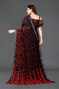 Women Georggate polka  print saree With Unstitched Blouse Piecee red-thumb1