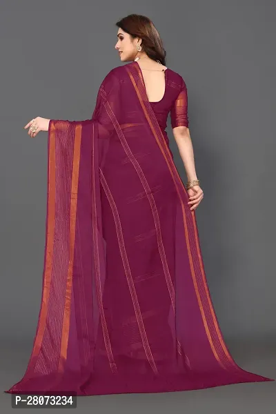 Beautiful Chiffon Zari Saree with unstitched Blouse piece-thumb4