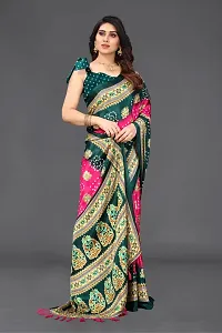 Women  poly slik printed saree with squnse les and Unstitched Blouse Piecee rama pink-thumb2