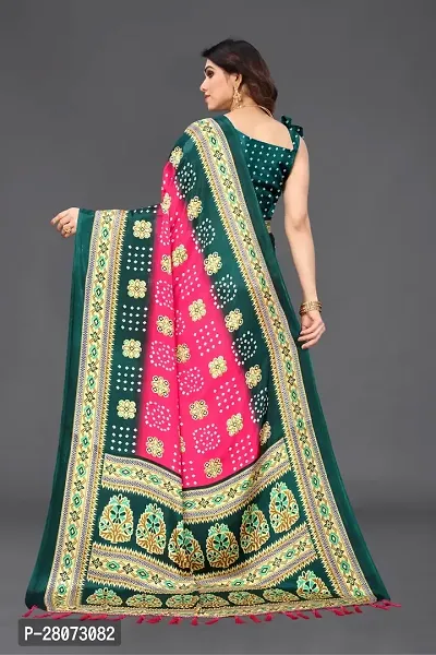 Women  poly slik printed saree with squnse les and Unstitched Blouse Piecee rama pink-thumb4