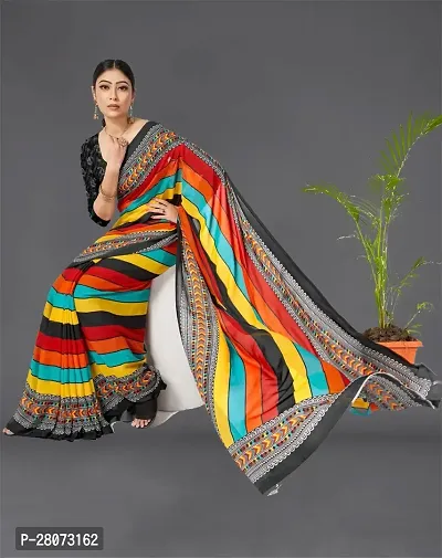 Women Georgette printed saree with  Unstitched Blouse Piecee Multicolored