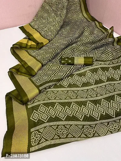 Women lilan cotton saree with  Unstitched Blouse Piecee Mahendi-thumb0