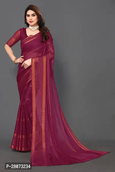 Beautiful Chiffon Zari Saree with unstitched Blouse piece