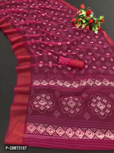 Women lilan cotton saree with  Unstitched Blouse Piecee Pink-thumb0