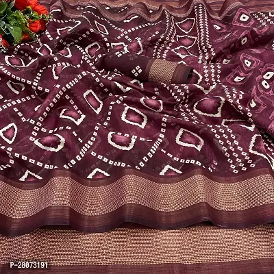 Women lilan cotton saree with  Unstitched Blouse Piecee Purple-thumb0