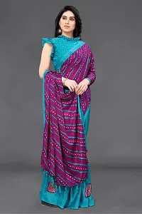 Women Poly art silk printed  saree with  Unstitched Blouse Piecee Sky blue-thumb2