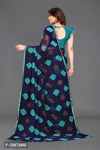 Women Georggate printed saree With Unstitched Blouse Piecee blue-thumb2