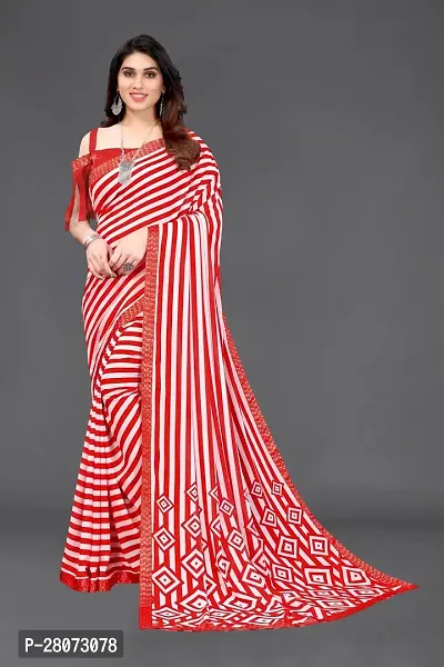 Women  georagette  printed saree  With Unstitched Blouse Piecee red-thumb0