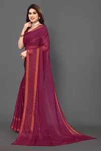 Beautiful Chiffon Zari Saree with unstitched Blouse piece-thumb1