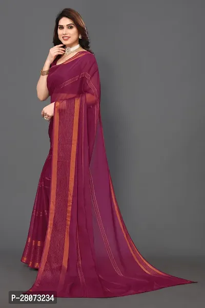 Beautiful Chiffon Zari Saree with unstitched Blouse piece-thumb2