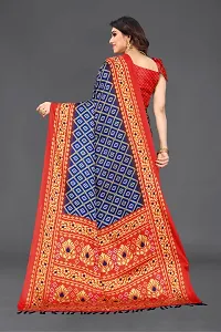 Women moss chiffon printed saree with  Unstitched Blouse Piecee navy blue red-thumb3