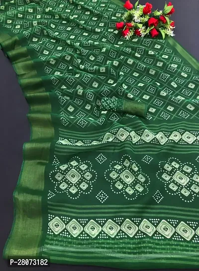 Women lilan cotton saree with  Unstitched Blouse Piecee Green-thumb0