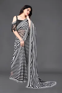 Women Georggate saree With Unstitched Blouse Piecee black and white-thumb3