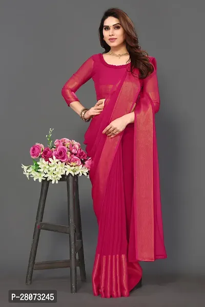 Beautiful Chiffon Zari Saree with unstitched Blouse piece-thumb4