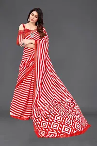 Women  georagette  printed saree  With Unstitched Blouse Piecee red-thumb2