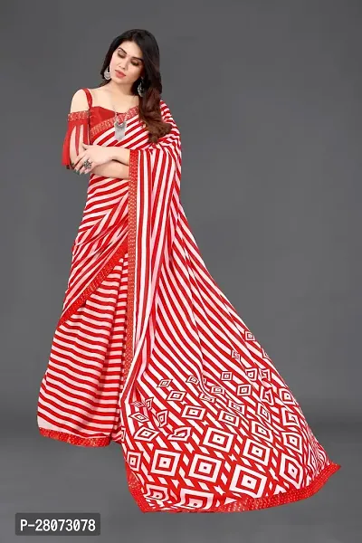 Women  georagette  printed saree  With Unstitched Blouse Piecee red-thumb3