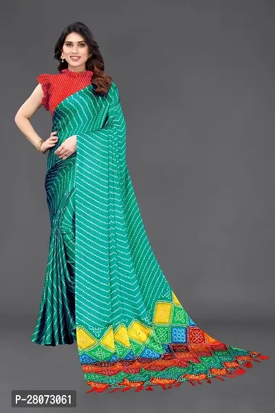 Women moss chiffon printed saree With Unstitched Blouse Piecee phiroji-thumb0