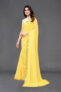 Women Georgette mirror border saree with  Unstitched Blouse Piecee yellow-thumb1