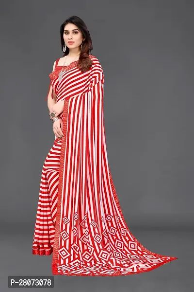 Women  georagette  printed saree  With Unstitched Blouse Piecee red-thumb2