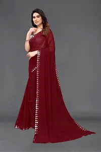 Women Georgette mirror border saree with  Unstitched Blouse Piecee brown-thumb1