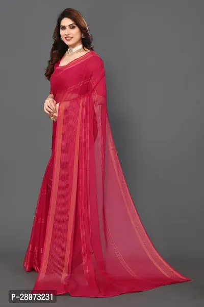 Beautiful Chiffon Zari Saree with unstitched Blouse piece-thumb3