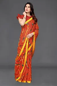 Women Georgette printed leriya saree with  Unstitched Blouse Piecee Red-thumb2