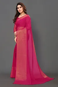 Beautiful Chiffon Zari Saree with unstitched Blouse piece-thumb1