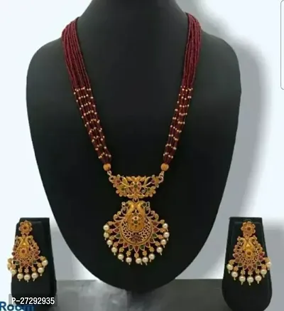 Stylish Maroon Alloy Jewellery Set For Women