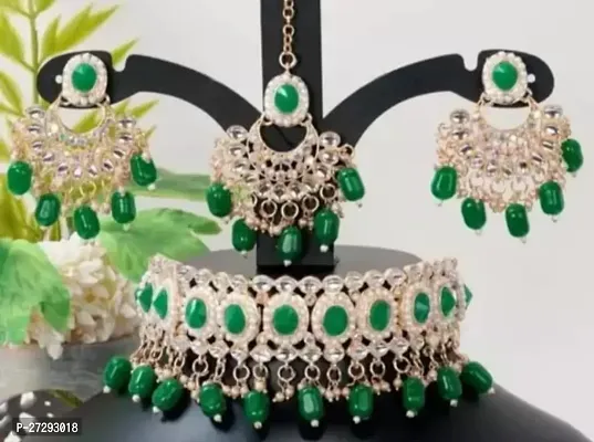 Stylish Green Alloy Jewellery Set For Women
