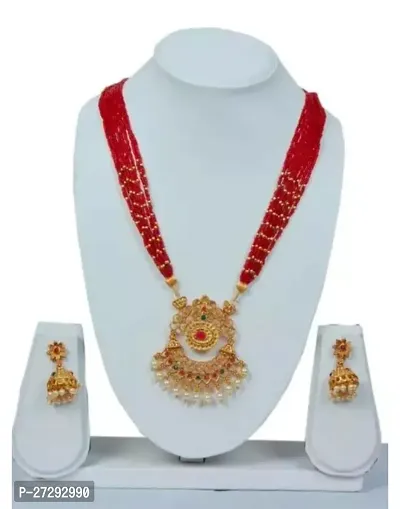 Stylish Red Alloy Jewellery Set For Women-thumb0