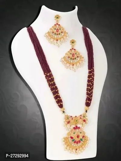 Stylish Maroon Alloy Jewellery Set For Women-thumb0