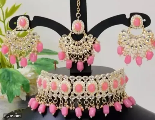 Stylish Pink Alloy Jewellery Set For Women