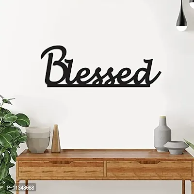 ULTA PULTA GIFTS-UPG Blessed High MDF Plaque Black Painted Cutout Ready Sticker for Home D?cor Wall Art - (10 x 4 inch, Black)