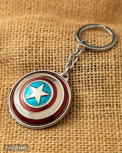 Ulta Pulta Gifts Captain America Shield Rotating Spinner Metal Keyring Keychain || Keyring For Car and Bike || Stylish Keyring For Gift, Free Size-thumb3