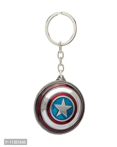 Ulta Pulta Gifts Captain America Shield Rotating Spinner Metal Keyring Keychain || Keyring For Car and Bike || Stylish Keyring For Gift, Free Size