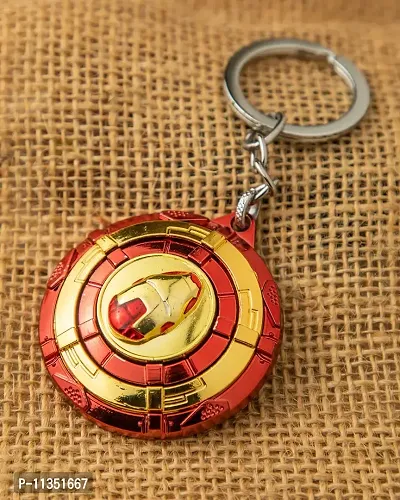 Ulta Pulta Gifts Metal Ironman Helmet Rotating Spinner Keyring Keychain Keyring For Car and Bike Stylish Keyring For Gift, Free Size-thumb3