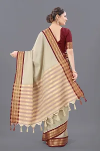 Authentic Khaki Woven Design Art Silk Saree with Blouse piece For Women-thumb1