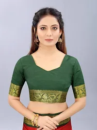 Authentic Green Woven Design Art Silk Saree with Blouse piece For Women-thumb1