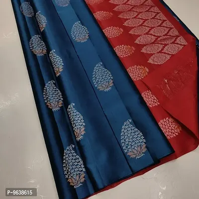 Art Silk Multicoloured Woven Design Saree with Blouse piece For Women-thumb0