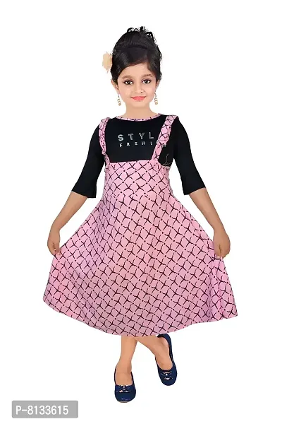 HRR Girls Blue & Pink Colour Fashion Sleeve Fit and Flare Party Dress-thumb0